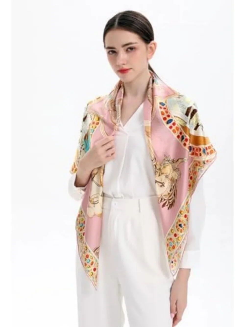 Luxurious 100% Mulberry Silk Large Square Scarf | Hair Wraps & Shawls 43